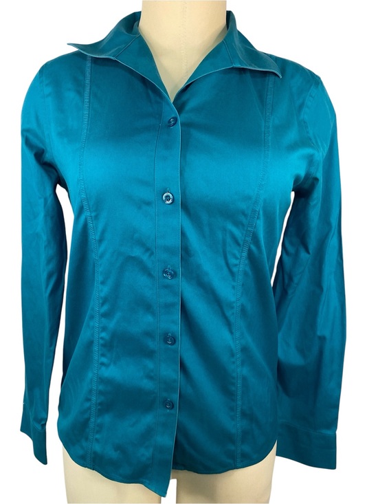 Chico's Tops - Chicos Teal Button-Up Shirt - Classic Collared Long Sleeve Women’s Size 00